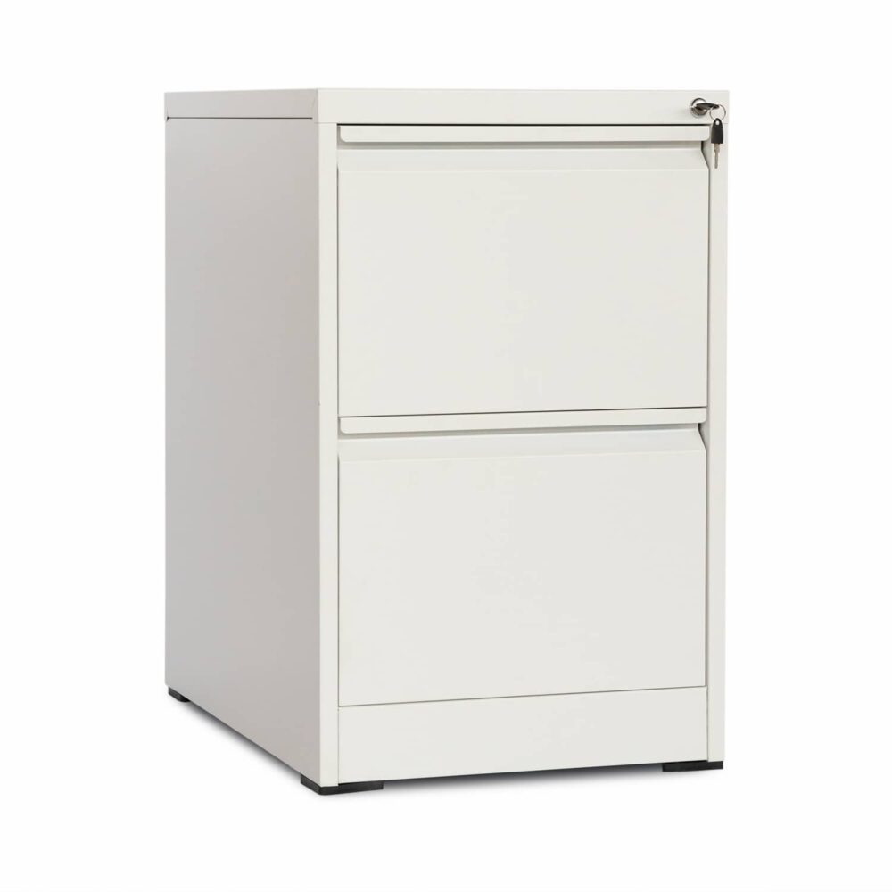 Petite armoire de bureau 2 tiroirs en acier armoire à dossiers latéraux-2